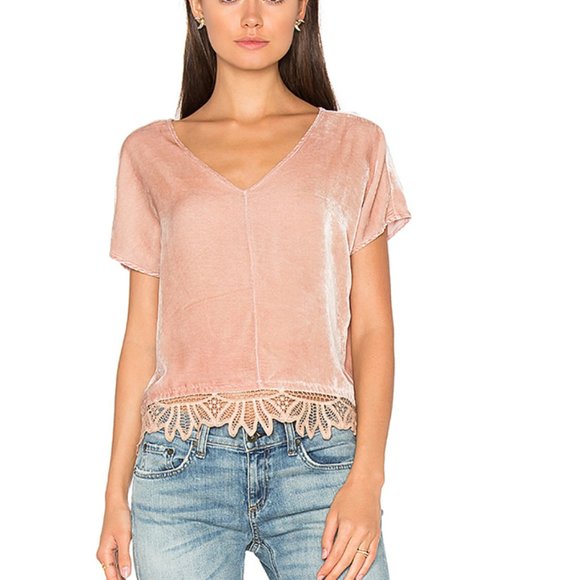 Pink velvet lace blouse by York Street - Picture 1 of 5
